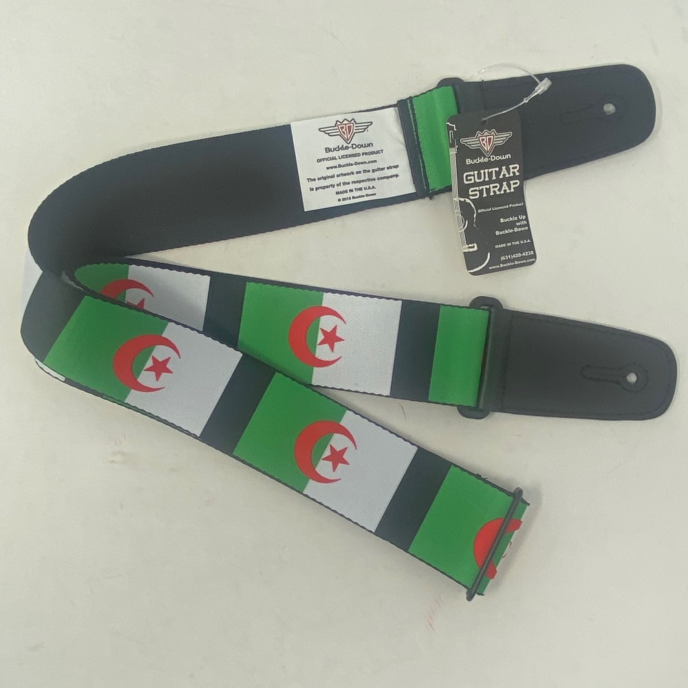 Buckle-Down Algeria Flag Guitar Strap Green White Red Adjustable Made in USA NEW
